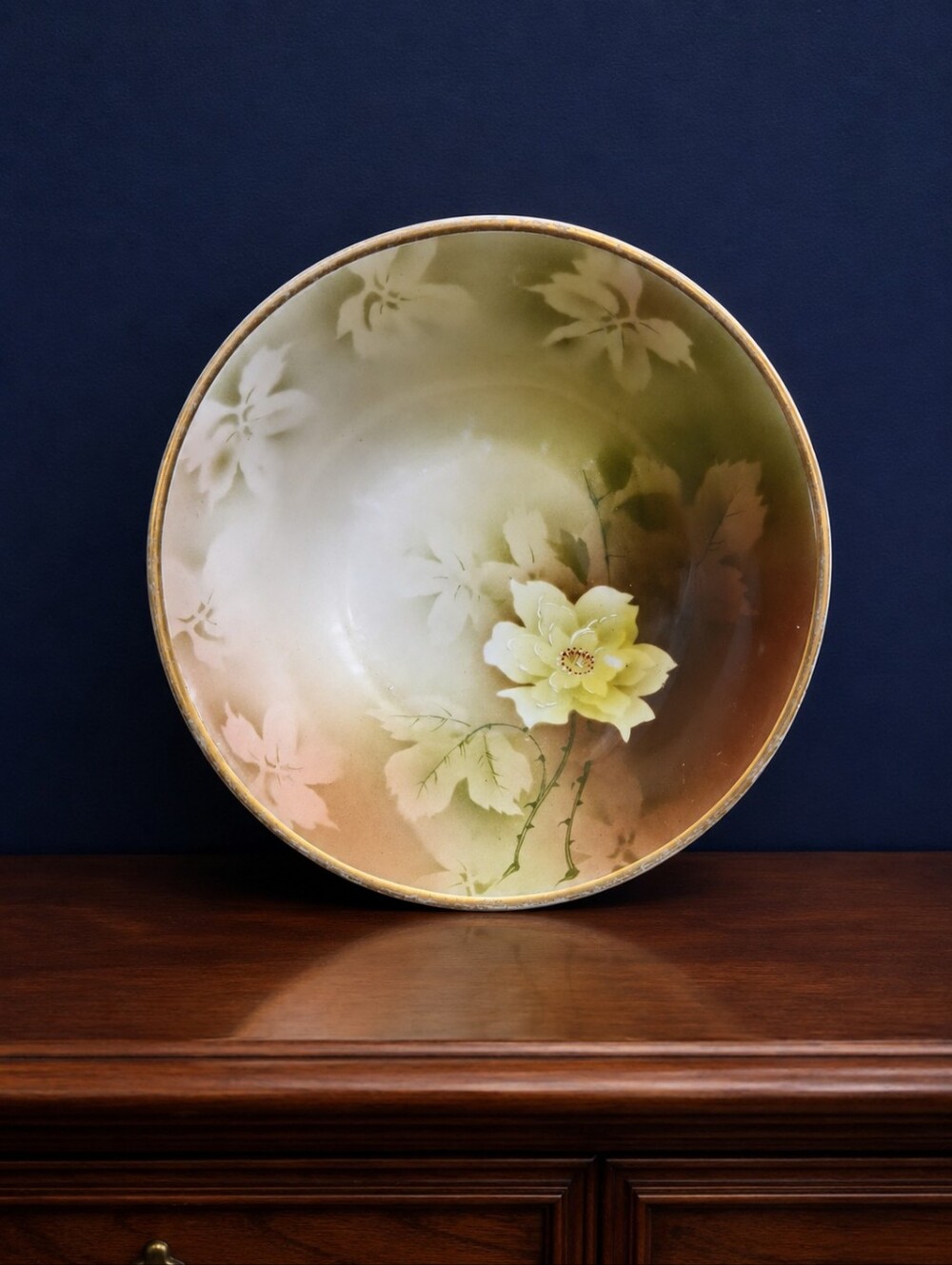Antique Carl Tielsch Altwasser Silesia Hand Painted Porcelain Bowl 9" Floral